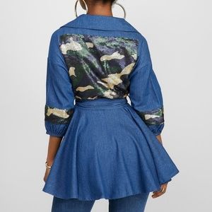 Sequin Camouflage Denim Top/Jacket